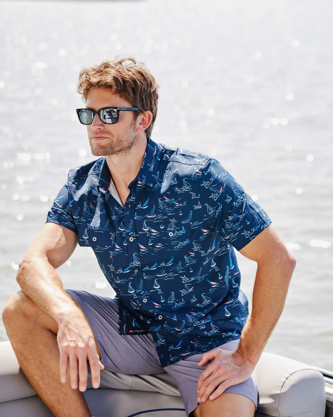 MADEFLEX SAILBOAT PRINT UPF PERFORMANCE SHIRT (FINAL SALE) 1 MADEFLEX SAILBOAT PRINT UPF PERFORMANCE SHIRT (FINAL SALE)
