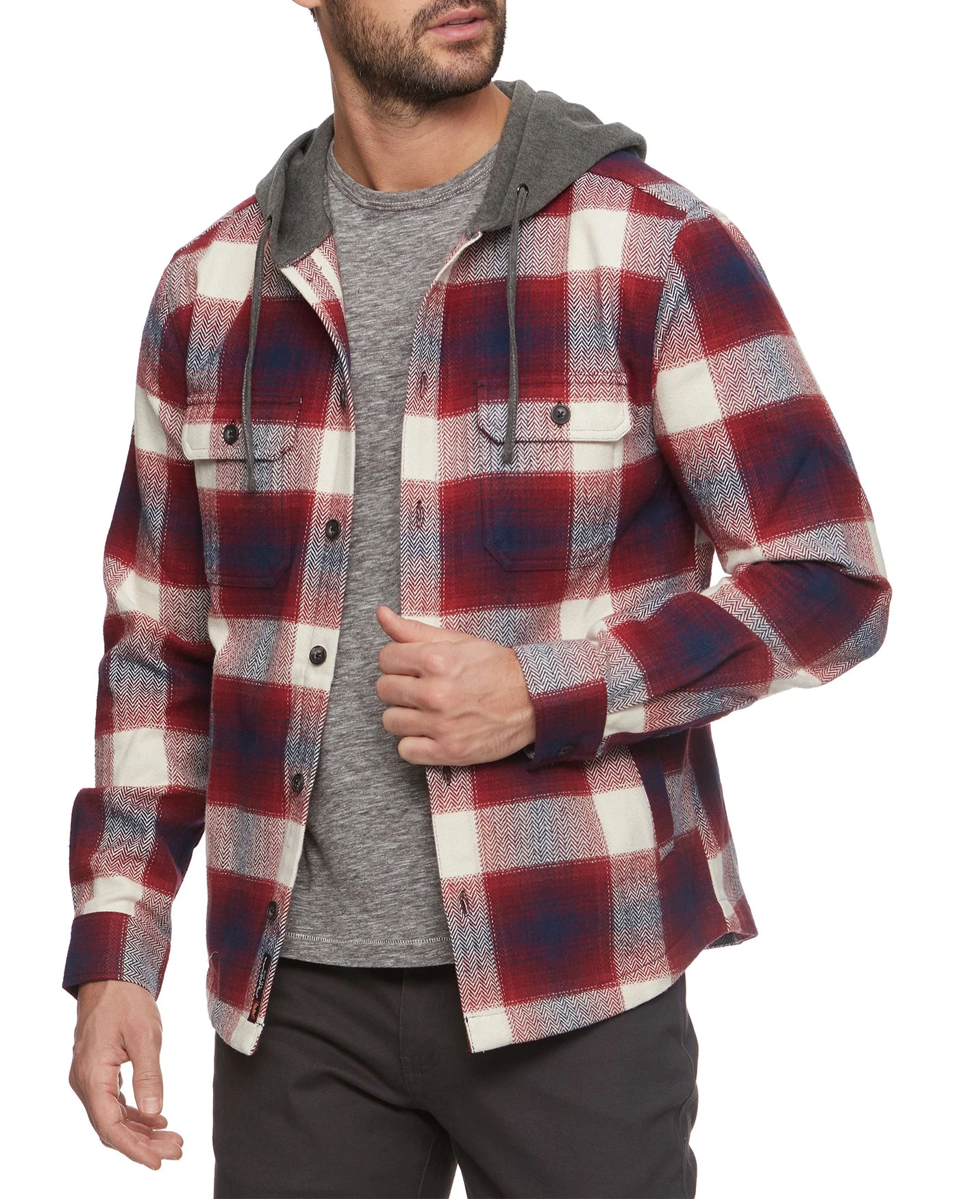 EASTCHESTER HERRINGBONE HOODED SHIRT JACKET 1 EASTCHESTER HERRINGBONE HOODED SHIRT JACKET