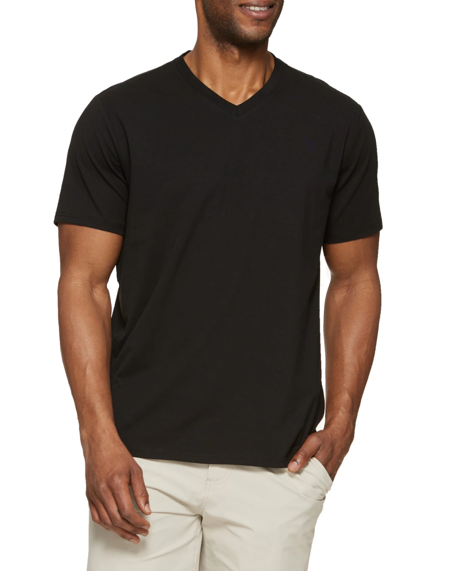 ESSENTIAL STRETCH COMFORT V-NECK TEE 1 ESSENTIAL STRETCH COMFORT V-NECK TEE