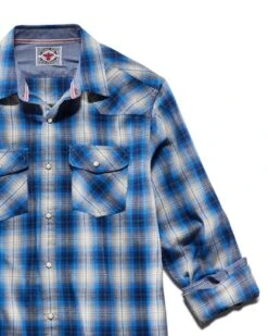FRANKLIN VINTAGE WASHED WESTERN FLANNEL SHIRT 9 FRANKLIN VINTAGE WASHED WESTERN FLANNEL SHIRT -Cheap Shirts Store DS FA21WS177 FRANKLIN LSk WESTERN SHIRT NAVY GREY WHITE 002