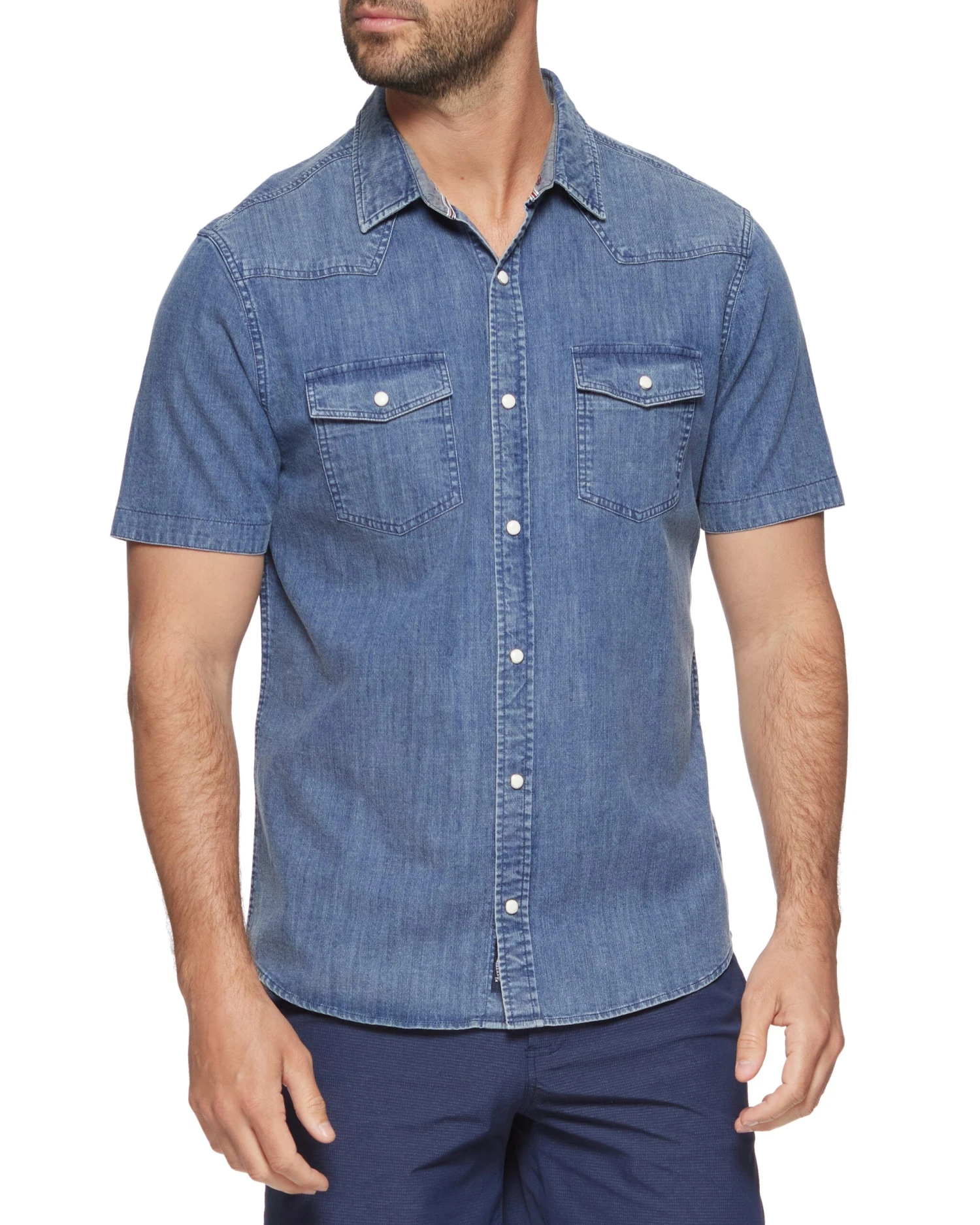 CROSSVILLE CHAMBRAY STRETCH WESTERN SHIRT (FINAL SALE) 1 CROSSVILLE CHAMBRAY STRETCH WESTERN SHIRT (FINAL SALE)