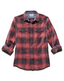 WHEATLAND FLANNEL SHIRT -Cheap Shirts Store FA21WS180 WHEATLAND LS DOUBLE POCKET STRETCH FLANNEL SHIRT RED CHARCOAL 007