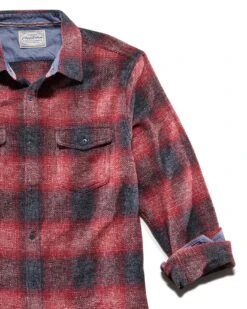 WHEATLAND FLANNEL SHIRT -Cheap Shirts Store FA21WS180 WHEAsTLAND LS DOUBLE POCKET STRETCH FLANNEL SHIRT RED CHARCOAL 007