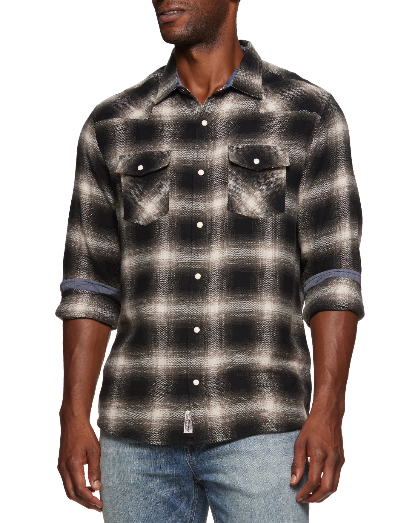 HILLARD HERRINGBONE WESTERN SHIRT 1 HILLARD HERRINGBONE WESTERN SHIRT