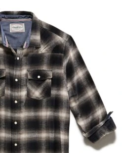 HILLARD HERRINGBONE WESTERN SHIRT 8 HILLARD HERRINGBONE WESTERN SHIRT -Cheap Shirts Store FA23WS1021VV HILLARD LS HERRINGBONE WESTERN SHIRT BLACK WHITE 004