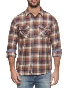 GALLANT FLANNEL SHIRT 8 GALLANT FLANNEL SHIRT -Cheap Shirts Store FA23WS1592 GALLANT LS VINTAGE WASH DOUBLE POCKET FLANNEL SHIRT TAN BROWN NAVY 593