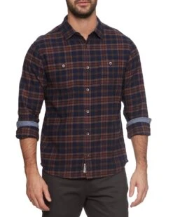 OLIVER STRETCH FLANNEL SHIRT 10 OLIVER STRETCH FLANNEL SHIRT -Cheap Shirts Store FA23WS1685 OLIVER LS DOUBLE POCKET FLANNEL SHIRT NAVY BROWN 408 1