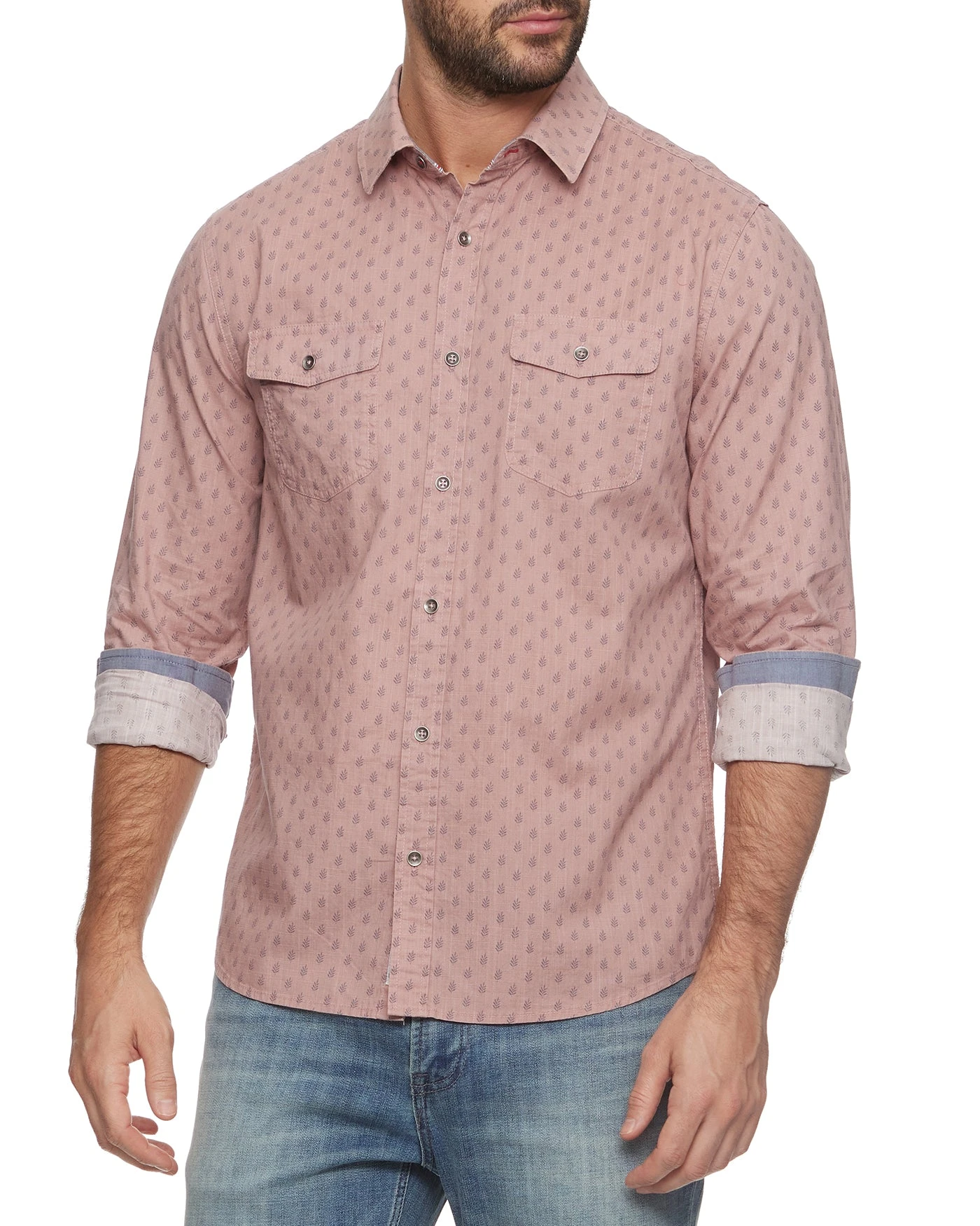 ALFRED LEAF PRINT VINTAGE WASHED SHIRT 1 ALFRED LEAF PRINT VINTAGE WASHED SHIRT