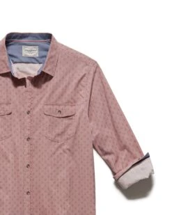 ALFRED LEAF PRINT VINTAGE WASHED SHIRT 9 ALFRED LEAF PRINT VINTAGE WASHED SHIRT -Cheap Shirts Store FA23WS1695 TOVEYY LS VINTAGE WASH LEAF PRINT DOUBLE POCKET SHIRT MAUVE 003 1