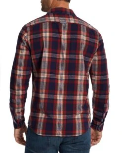 RUSTON FLANNEL SHIRT 8 RUSTON FLANNEL SHIRT -Cheap Shirts Store HO20WS094 RUSTON LS DOUBLE POCKET FLANNEL SHIRT NAVY RED BROWN 050