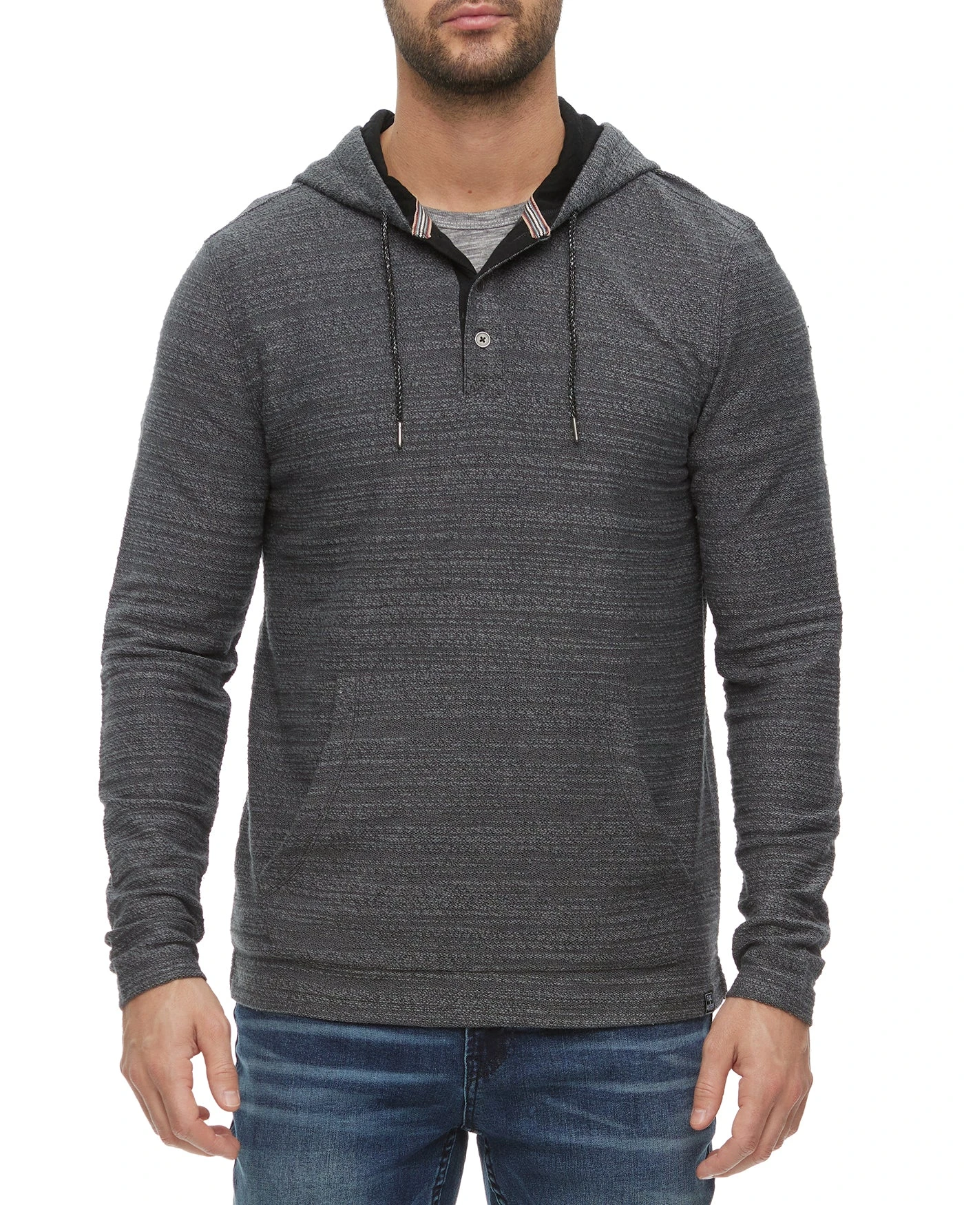 RILEY TEXTURED TERRY HOODED HENLEY 1 RILEY TEXTURED TERRY HOODED HENLEY