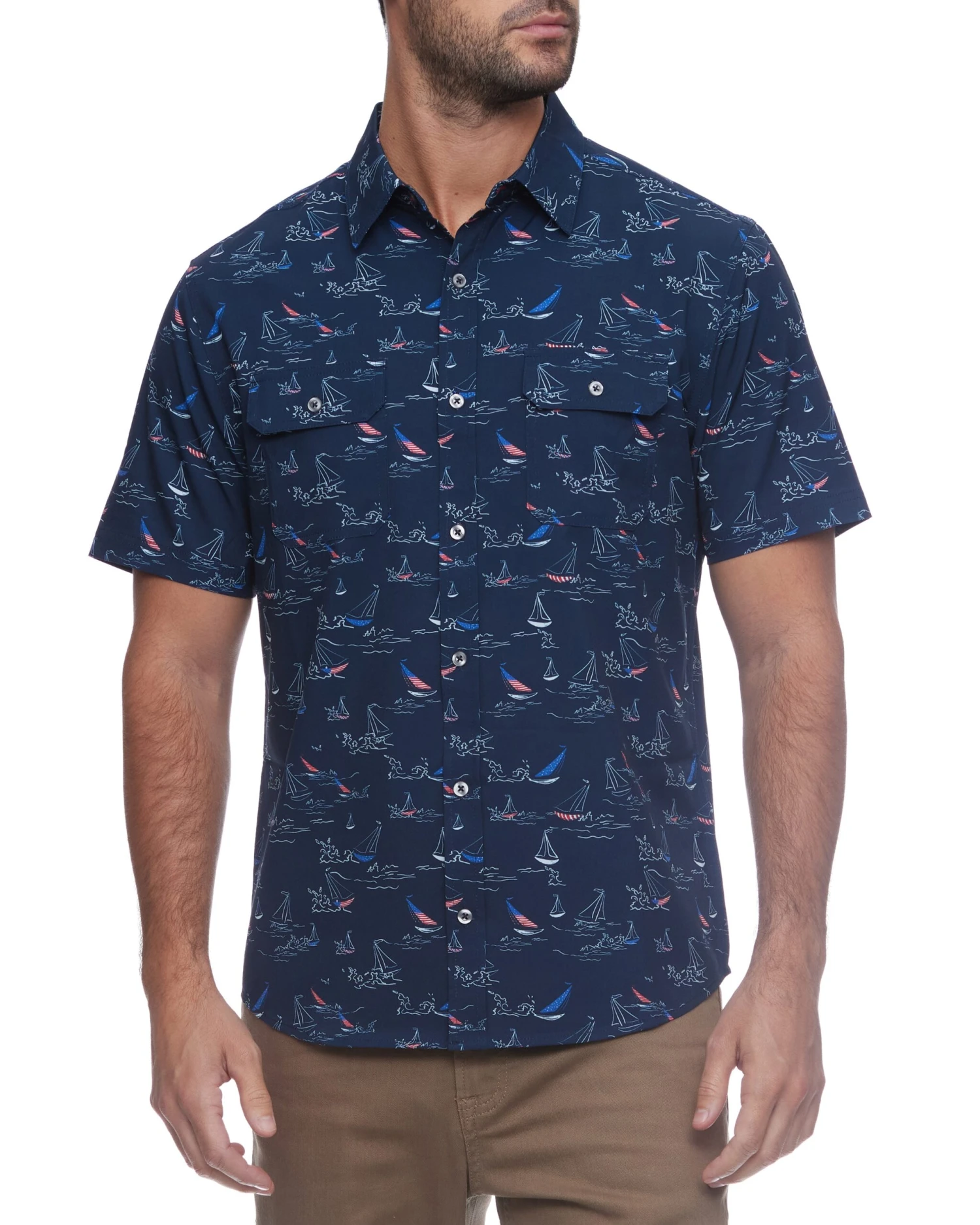 MADEFLEX SAILBOAT PRINT UPF PERFORMANCE SHIRT (FINAL SALE) 2 MADEFLEX SAILBOAT PRINT UPF PERFORMANCE SHIRT (FINAL SALE) - Image 2