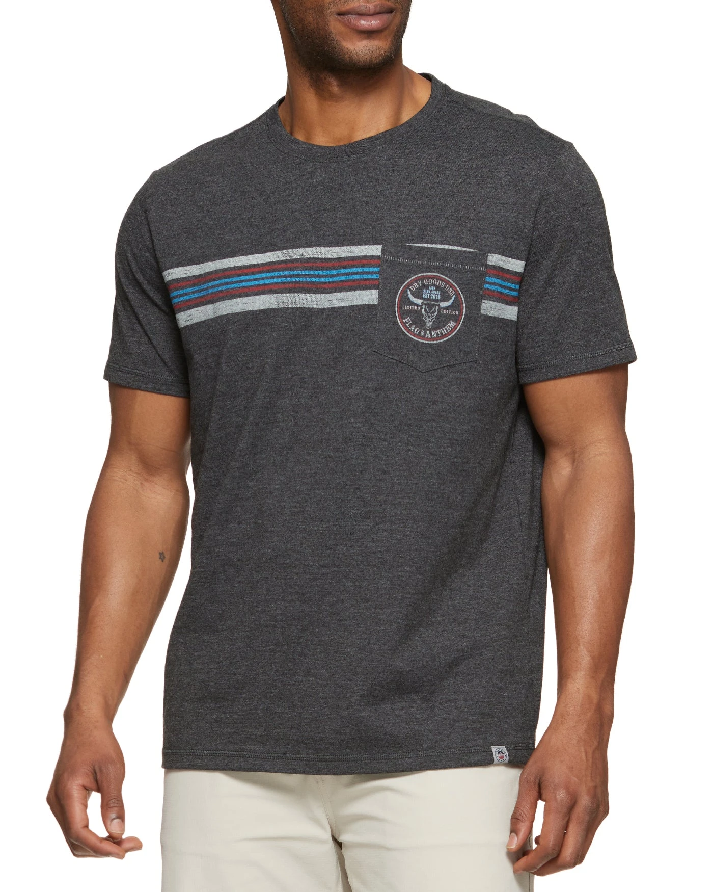 BULL SKULL STRIPED POCKET TEE (FINAL SALE) 2 BULL SKULL STRIPED POCKET TEE (FINAL SALE) - Image 2