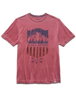 MOUNTAIN SHIELD BURNOUT TEE (FINAL SALE) -Cheap Shirts Store SP22SS1060 MOUTAIN SHIELD SS TEE RED NAVY 002