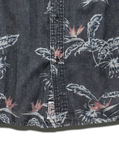 PINECREST PALM PRINT SHIRT (FINAL SALE) 12 PINECREST PALM PRINT SHIRT (FINAL SALE) -Cheap Shirts Store SP22WS017 PINECREST SSm TROPICAL PRINT VINTAGE WASH SHIRT CHARCOAL MULTI 011