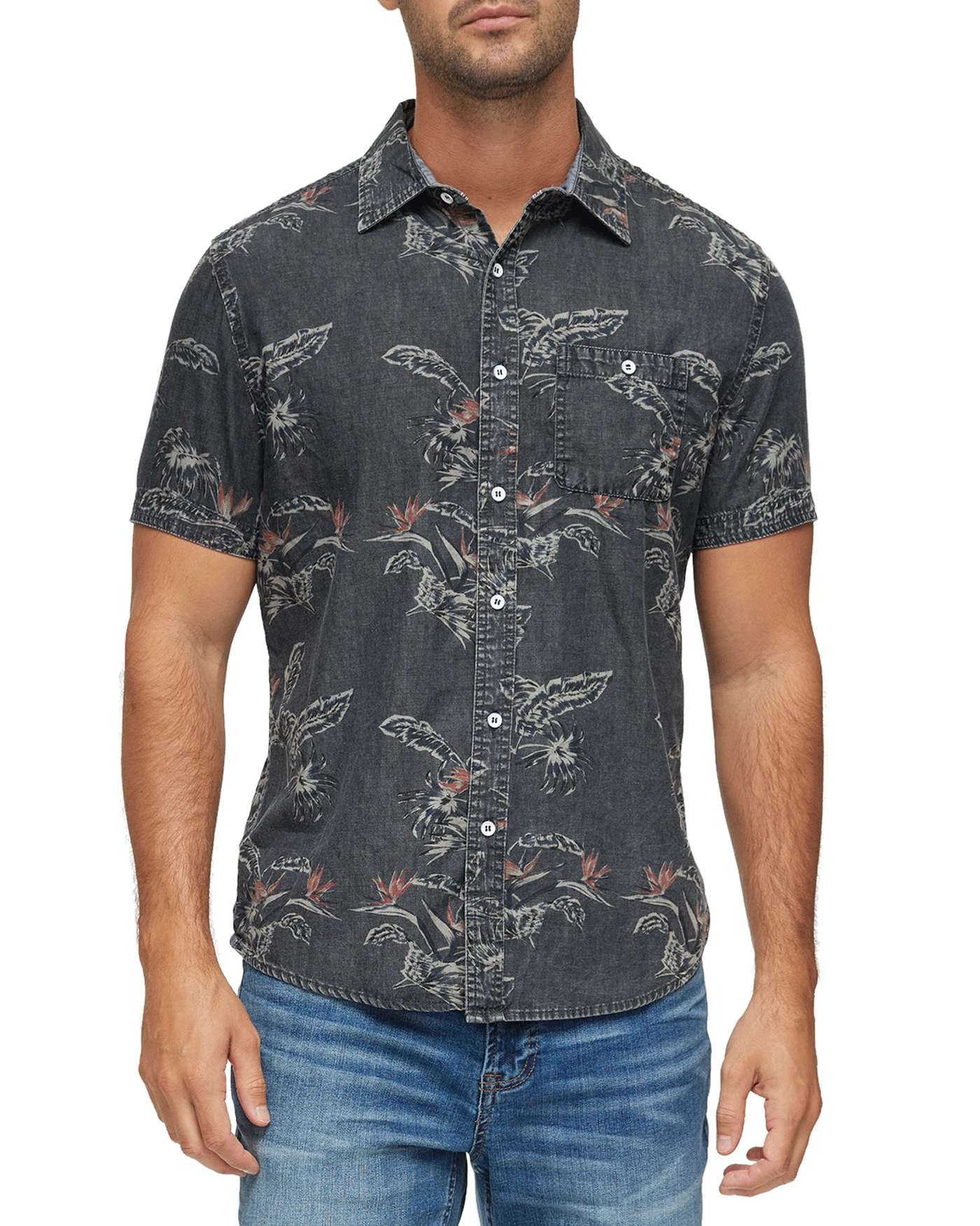 PINECREST PALM PRINT SHIRT (FINAL SALE) 1 PINECREST PALM PRINT SHIRT (FINAL SALE)