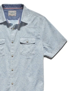 POTTSTOWN PALM PRINT LINEN-BLEND SHIRT (FINAL SALE) 9 POTTSTOWN PALM PRINT LINEN-BLEND SHIRT (FINAL SALE) -Cheap Shirts Store SP22WS130 POTTSTOWN SS lLEAF PRINT WESTERN SHIRT LIGHT BLUE WHITE 005