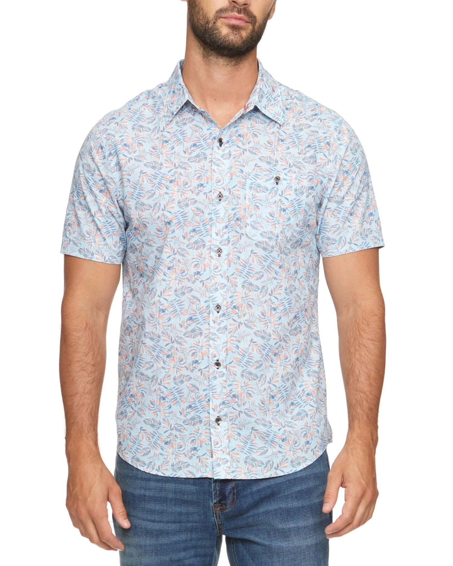 KISSIMMEE VINTAGE WASHED PALM PRINT SHIRT (FINAL SALE) 1 KISSIMMEE VINTAGE WASHED PALM PRINT SHIRT (FINAL SALE)