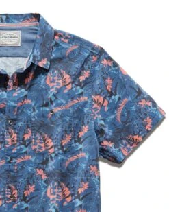 POMPANO VINTAGE WASHED TROPICAL PRINT SHIRT (FINAL SALE) -Cheap Shirts Store SP23WS1113 POMPANO SS VINTAGE WASH TROPICAL PRINT SHIRT NAVY CORAL 004 bb834655 4b40 4c26 8fde be3bfc2a1760